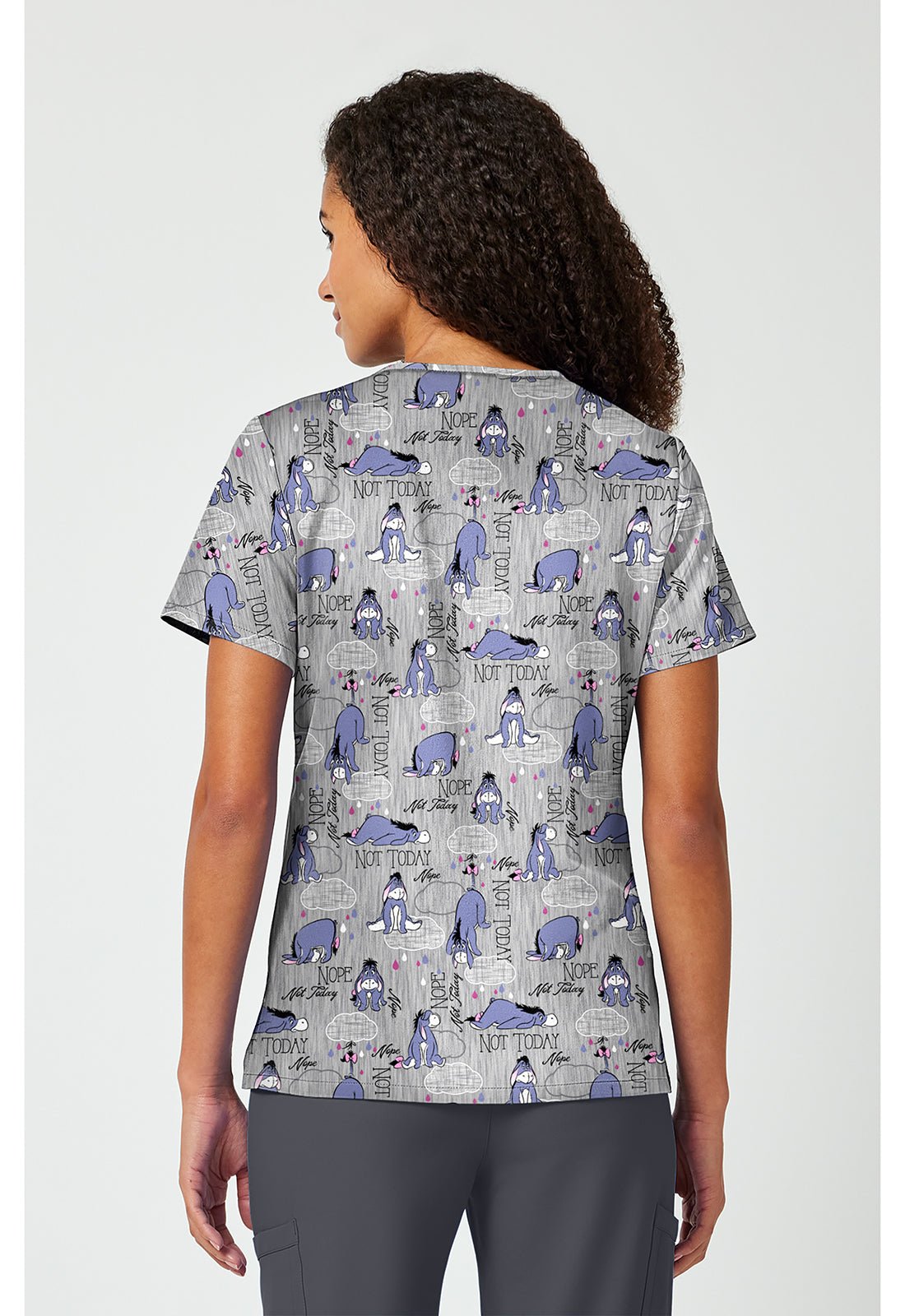 Eeyore Tooniforms Licensed Disney Winnie The Pooh V Neck Scrub Top TF797 PHNT - Scrubs Select