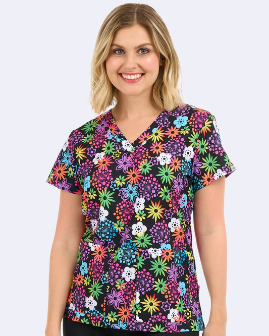 Electric Hues Zavate Print Scrub V Neck Top 1054 ELHU - Scrubs Select