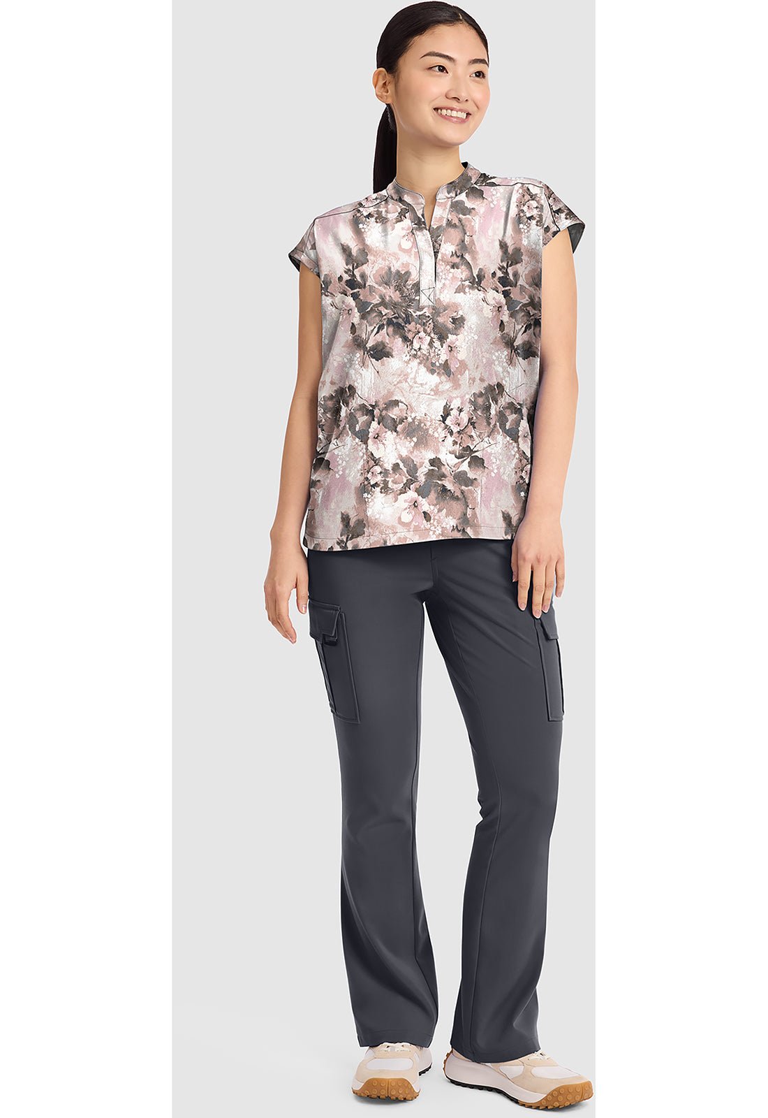 Faded Fleur Healing Hands Journey Print Scrub V Neck Top HH912 FDFE - Scrubs Select