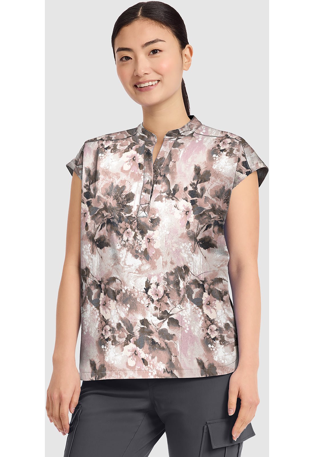 Faded Fleur Healing Hands Journey Print Scrub V Neck Top HH912 FDFE - Scrubs Select