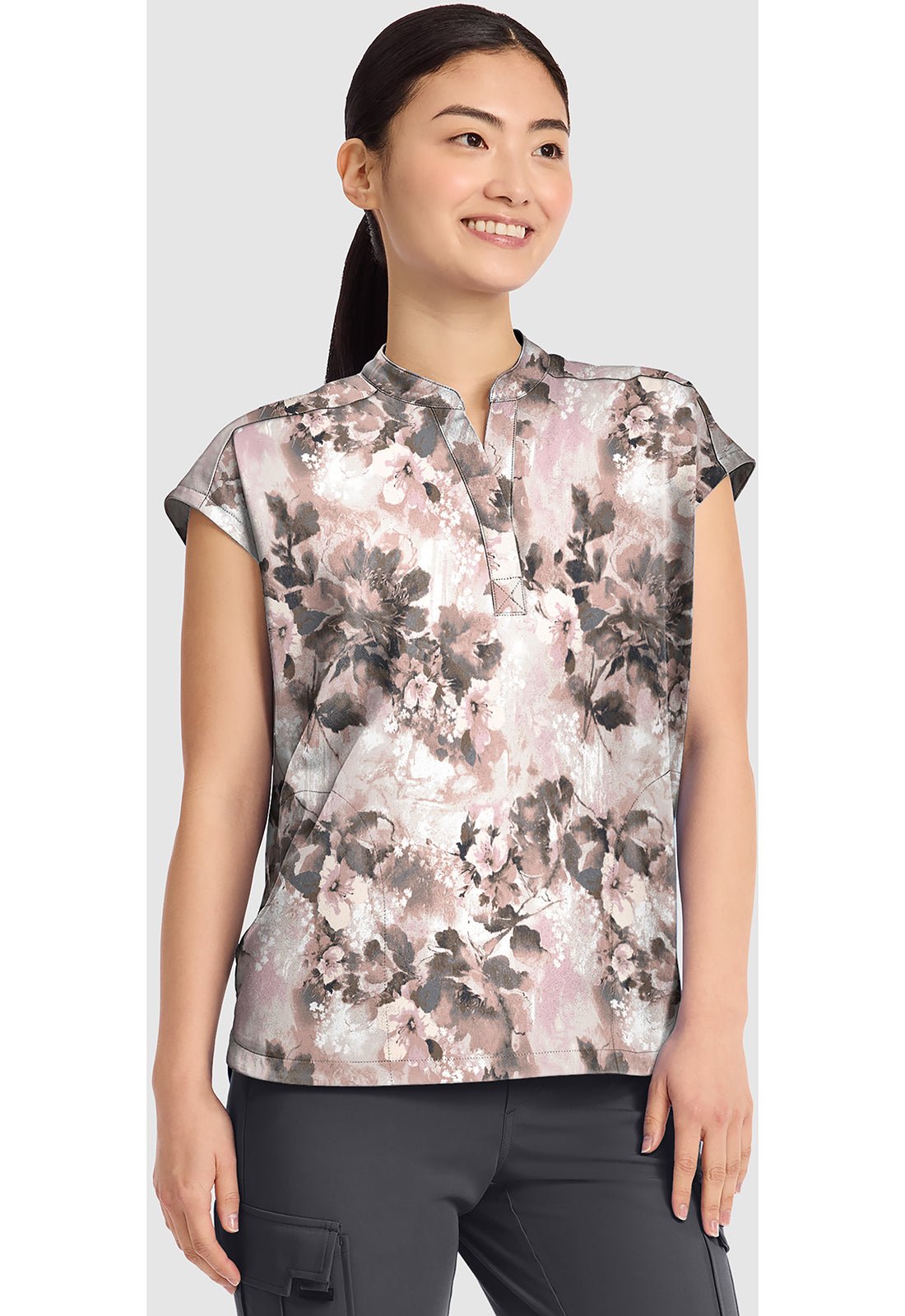 Faded Fleur Healing Hands Journey Print Scrub V Neck Top HH912 FDFE - Scrubs Select