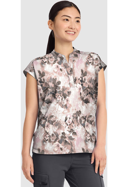 Faded Fleur Healing Hands Journey Print Scrub V Neck Top HH912 FDFE - Scrubs Select
