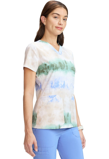 Fading Stripes Dickies Print V Neck Scrub Top DK667 FGSP - Scrubs Select