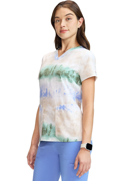 Fading Stripes Dickies Print V Neck Scrub Top DK667 FGSP - Scrubs Select