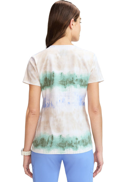 Fading Stripes Dickies Print V Neck Scrub Top DK667 FGSP - Scrubs Select