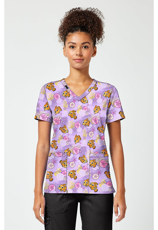 Finding Nemo Tooniforms Licensed Disney V Neck Scrub Top TF796 FNTC - Scrubs Select