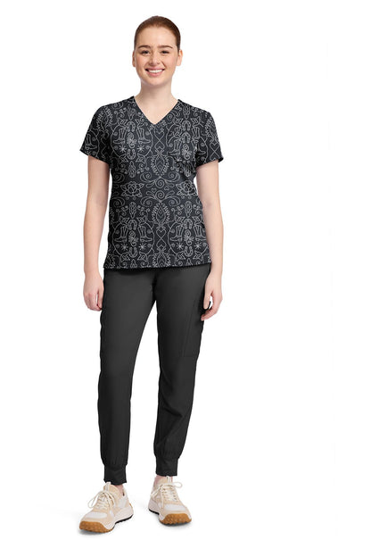First Rodeo Med Couture Print V Neck Scrub Top MC632 FIRO - Scrubs Select