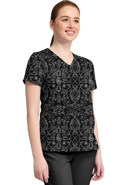 First Rodeo Med Couture Print V Neck Scrub Top MC632 FIRO - Scrubs Select