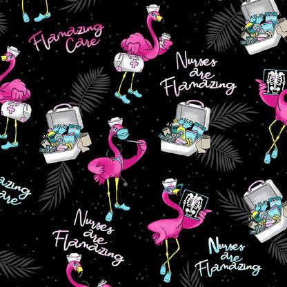 Flamazing Care Dickies Flamingo Nurse EDS Print V Neck Scrub Top DK717 FLZC - Scrubs Select