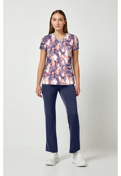 Floral Blur Healing Hands Amanda Print Scrub V Neck Top HH910 FRBU - Scrubs Select