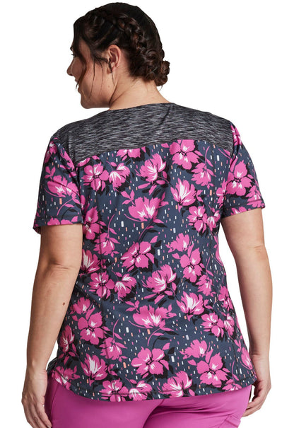 Floral Dickies Dynamix Print V Neck Scrub Top DK602 BIGH - Scrubs Select