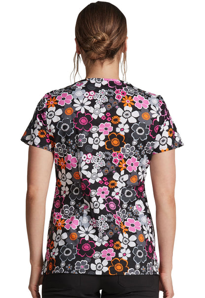 Floral Dickies Print V Neck Scrub Top DK709 BOTO - Scrubs Select