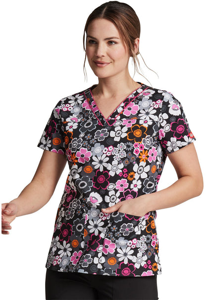 Floral Dickies Print V Neck Scrub Top DK709 BOTO - Scrubs Select