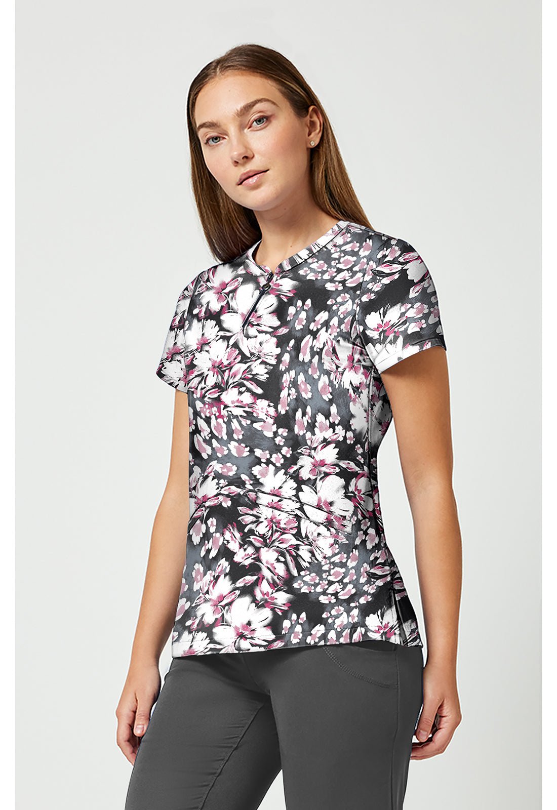 Floral Whimsy Healing Hands Ivy Print Scrub V Neck Top HH911 FRWH - Scrubs Select