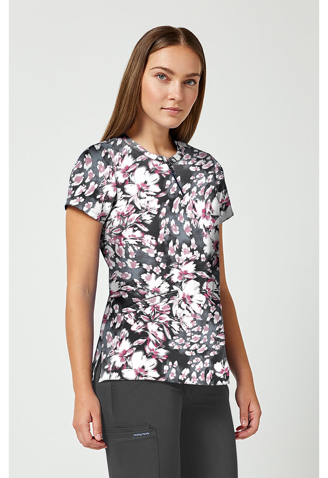 Floral Whimsy Healing Hands Ivy Print Scrub V Neck Top HH911 FRWH - Scrubs Select