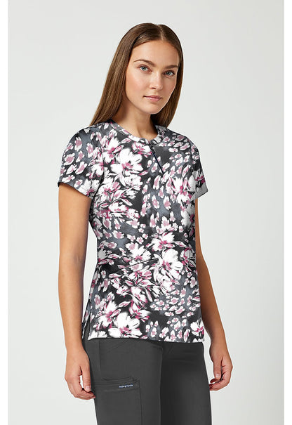 Floral Whimsy Healing Hands Ivy Print Scrub V Neck Top HH911 FRWH - Scrubs Select