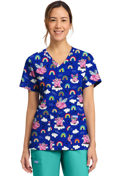 Flyin Magic Cherokee Print V Neck Scrub Top CK856 FYMG - Scrubs Select
