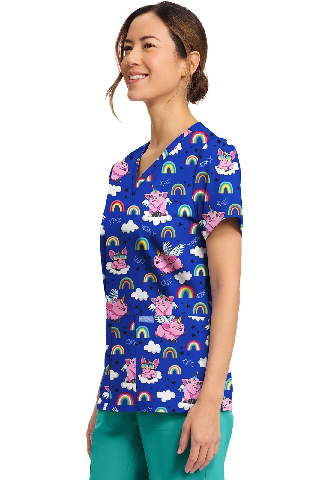 Flyin Magic Cherokee Print V Neck Scrub Top CK856 FYMG - Scrubs Select