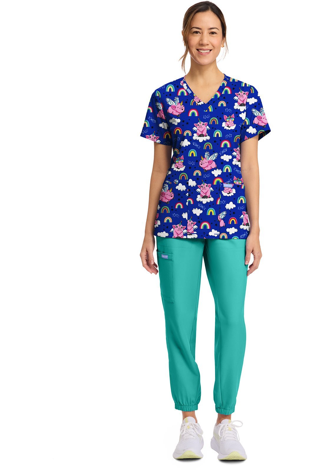 Flyin Magic Cherokee Print V Neck Scrub Top CK856 FYMG - Scrubs Select