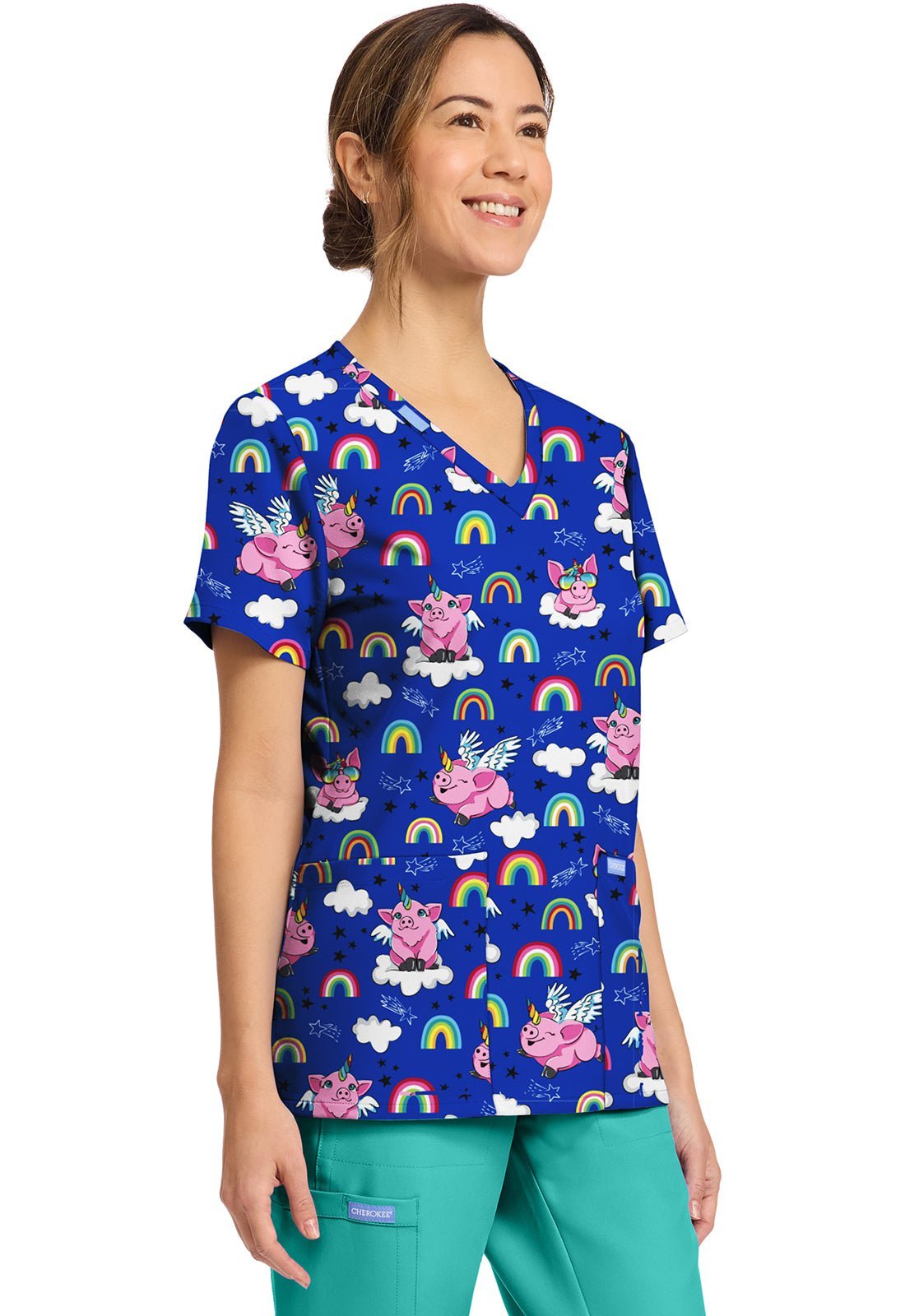 Flyin Magic Cherokee Print V Neck Scrub Top CK856 FYMG - Scrubs Select