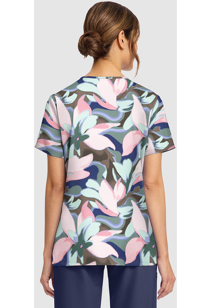 Foggy Floral Cherokee Print V Neck Scrub Top CK856 FGFY - Scrubs Select