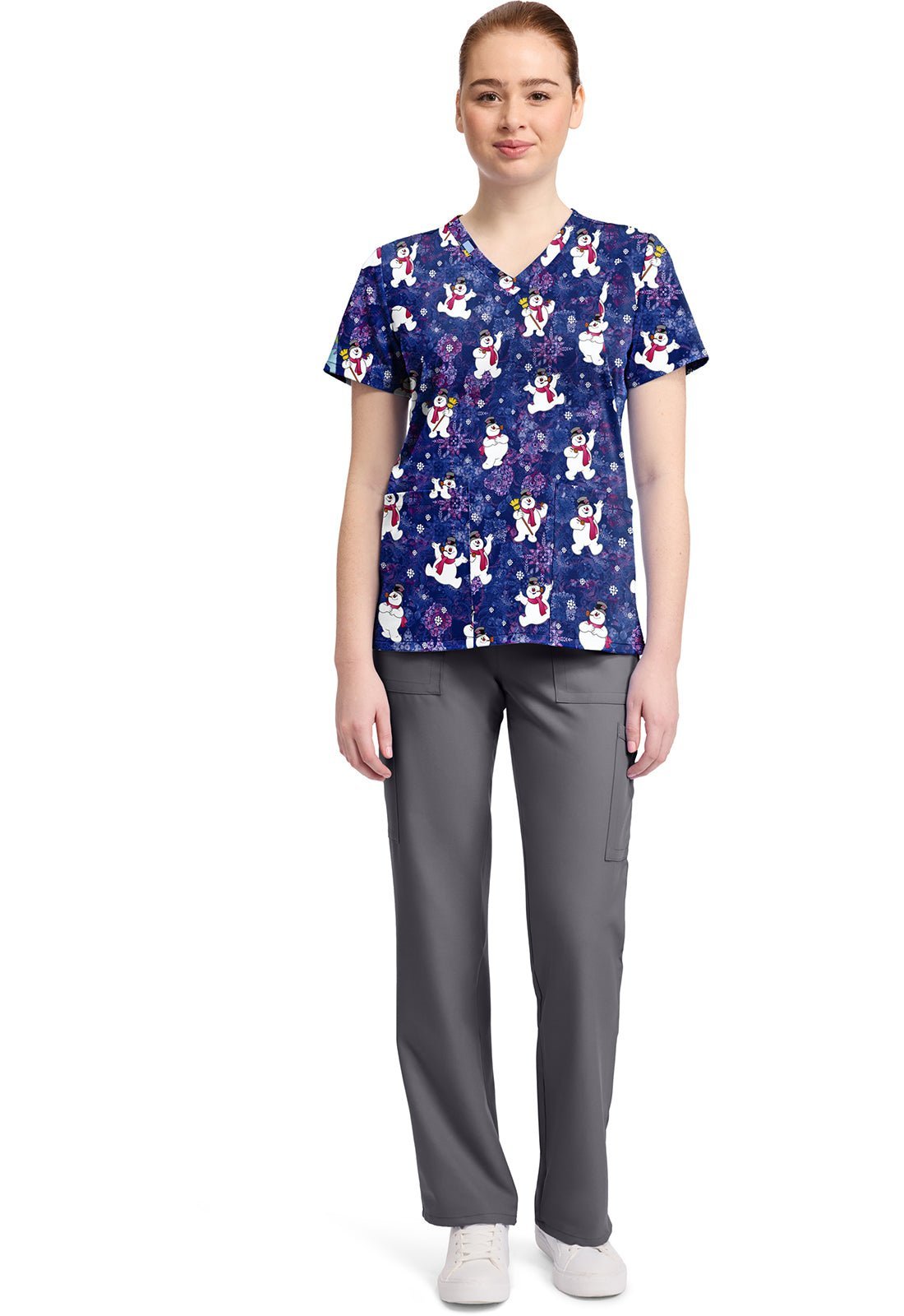 Frosty Snowman Tooniforms Licensed V Neck Scrub Top TF796 FRYT - Scrubs Select