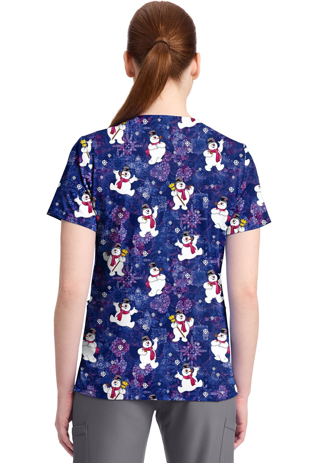 Frosty Snowman Tooniforms Licensed V Neck Scrub Top TF796 FRYT - Scrubs Select
