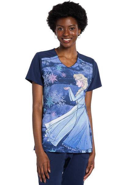 Frozen Tooniforms Disney Licensed V Neck Scrub Top TF639 FZUIC - Scrubs Select