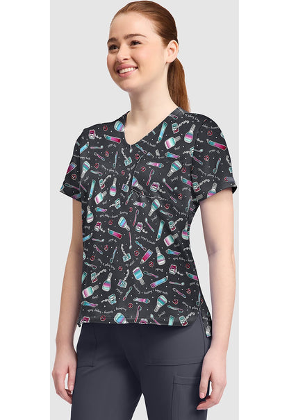 Girly Dental Cherokee Print V Neck Scrub Top CK857 GRDT - Scrubs Select