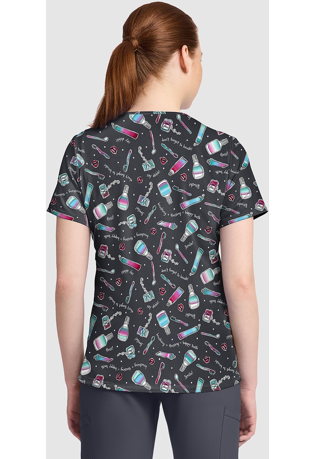 Girly Dental Cherokee Print V Neck Scrub Top CK857 GRDT - Scrubs Select