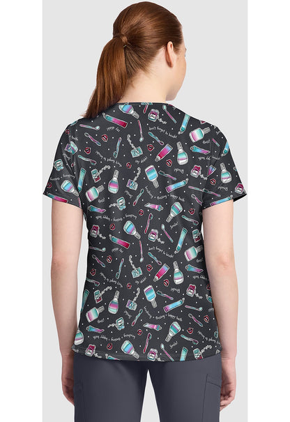 Girly Dental Cherokee Print V Neck Scrub Top CK857 GRDT - Scrubs Select