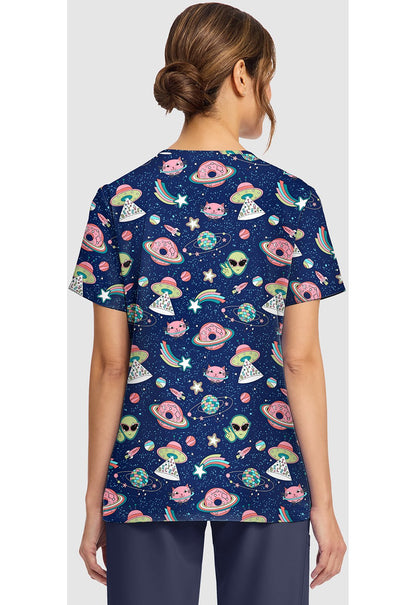 Groovy Galaxy Cherokee Print V - Neck Scrub Top CK856 GVGY - Scrubs Select