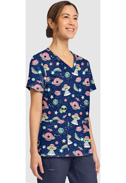 Groovy Galaxy Cherokee Print V - Neck Scrub Top CK856 GVGY - Scrubs Select