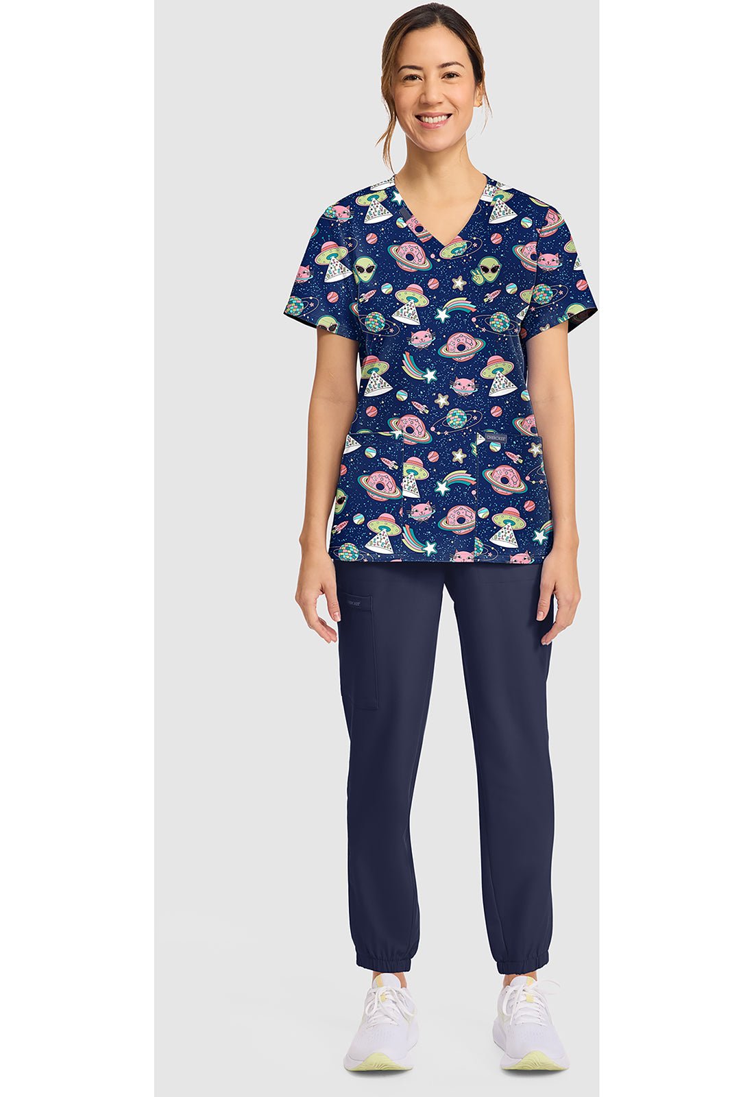 Groovy Galaxy Cherokee Print V - Neck Scrub Top CK856 GVGY - Scrubs Select