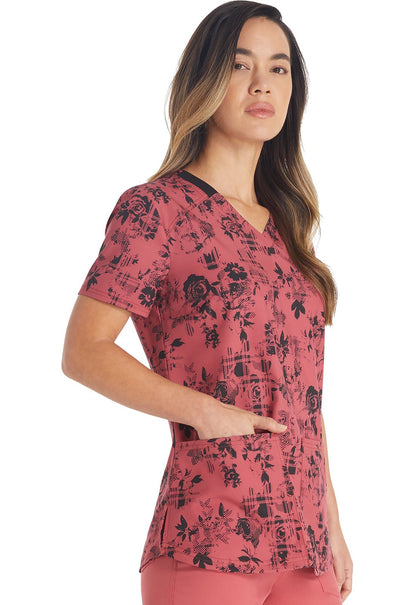 Grunge N Roses Dickies Print V Neck Scrub Top DK876 GNRS - Scrubs Select