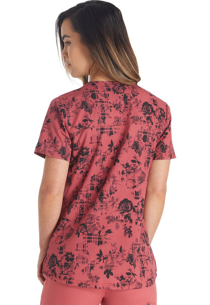 Grunge N Roses Dickies Print V Neck Scrub Top DK876 GNRS - Scrubs Select