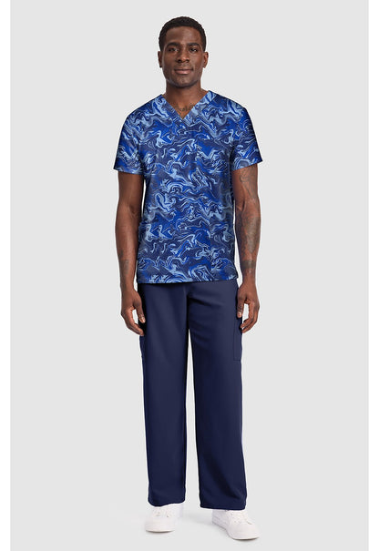 Halftone Camo Cherokee Print Unisex V Neck Scrub Top CK691 HACO - Scrubs Select