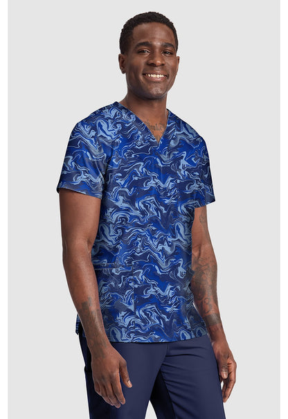 Halftone Camo Cherokee Print Unisex V Neck Scrub Top CK691 HACO - Scrubs Select