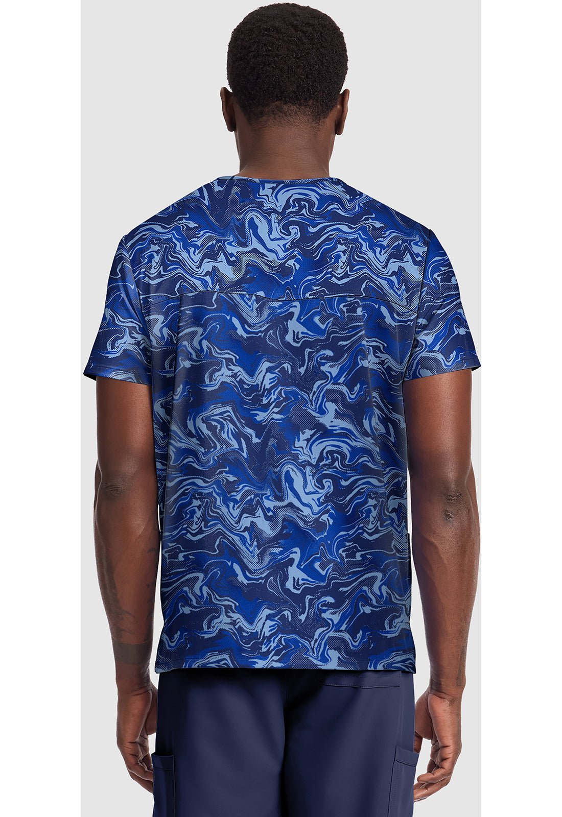 Halftone Camo Cherokee Print Unisex V Neck Scrub Top CK691 HACO - Scrubs Select