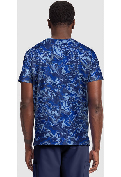 Halftone Camo Cherokee Print Unisex V Neck Scrub Top CK691 HACO - Scrubs Select
