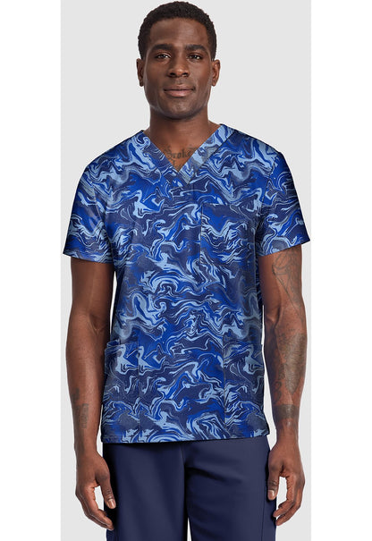 Halftone Camo Cherokee Print Unisex V Neck Scrub Top CK691 HACO - Scrubs Select