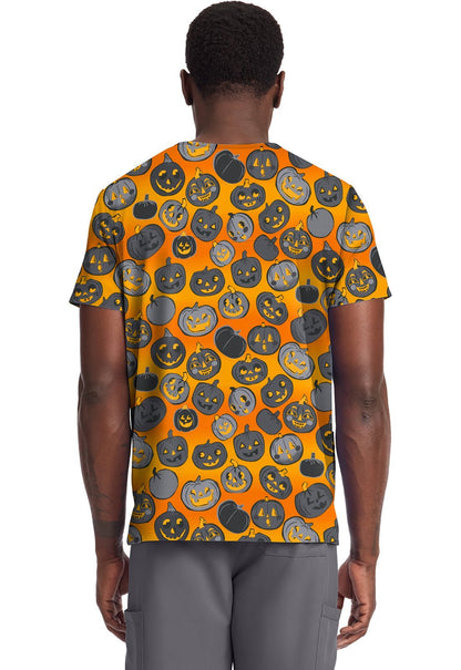 Happy Pumpkins Cherokee Print Unisex V Neck Scrub Top CK691 HPPK - Scrubs Select
