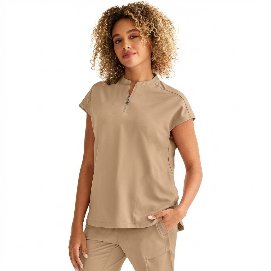 Healing Hands 360 Scrubs Sandy Mandarin Collar Top 2286 - Scrubs Select