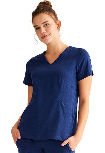 Healing Hands Purple Label Jacquard Scrubs Jolie V Neck Top HH601 - Scrubs Select