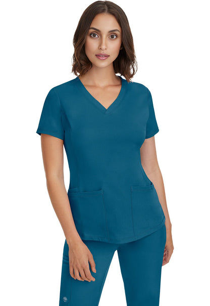 Healing Hands Works Scrubs Monica V Neck Top 2500 Black, Ceil, Hunter, Navy, Pewter, Royal - Scrubs Select