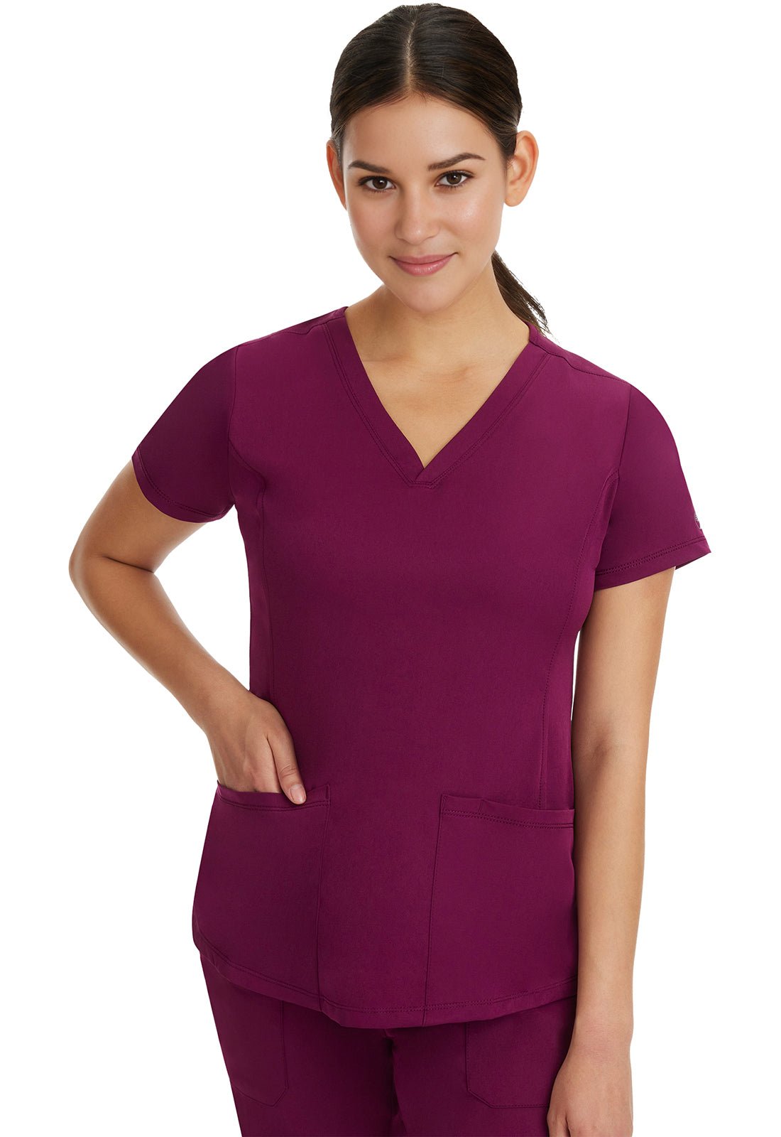 Healing Hands Works Scrubs Monica V Neck Top 2500 Black, Ceil, Hunter, Navy, Pewter, Royal - Scrubs Select