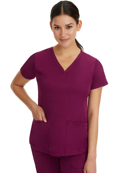 Healing Hands Works Scrubs Monica V Neck Top 2500 Black, Ceil, Hunter, Navy, Pewter, Royal - Scrubs Select