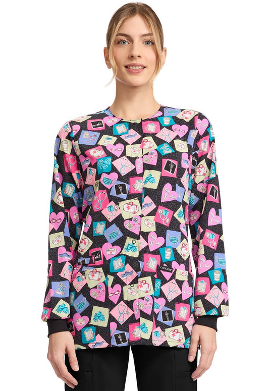 Health - abet Cherokee Print Warm Up Scrub Jacket CK321 HTHB - Scrubs Select