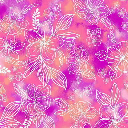 Hello Hibiscus Med Couture Print V Neck Scrub Top MC632 HOHI - Scrubs Select