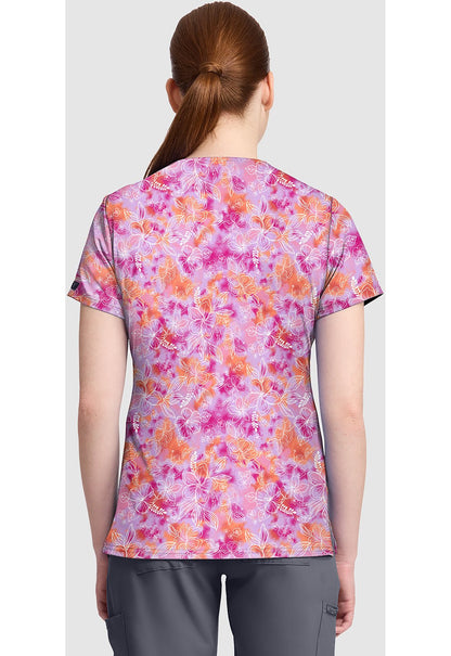 Hello Hibiscus Med Couture Print V Neck Scrub Top MC632 HOHI - Scrubs Select
